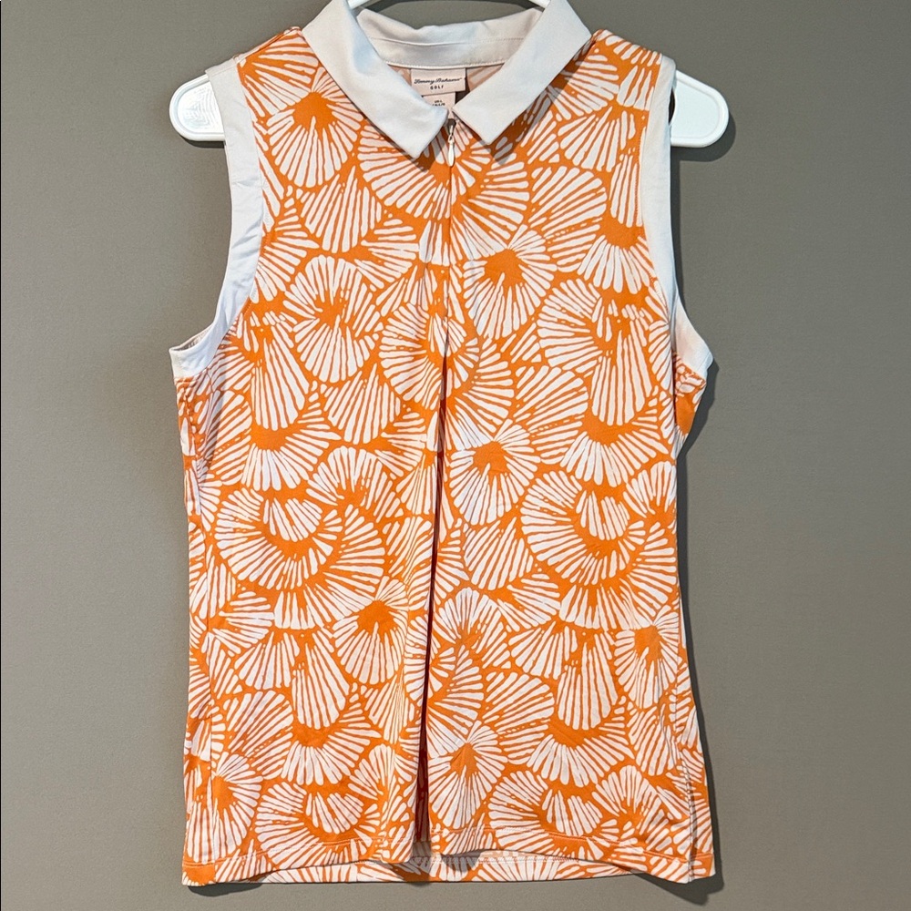 Tommy Bahama Orange and White Golf Top